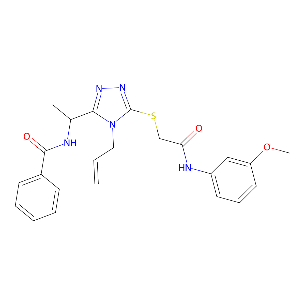 N-{1-[5-({2-[(3-methoxyphenyl)amino]-2-oxoethyl}sulfanyl)-4-(prop-2-en-1-yl)-4H-1,2,4-triazol-3-yl]ethyl}benzamide molecular structure, CAS 701223-83-8