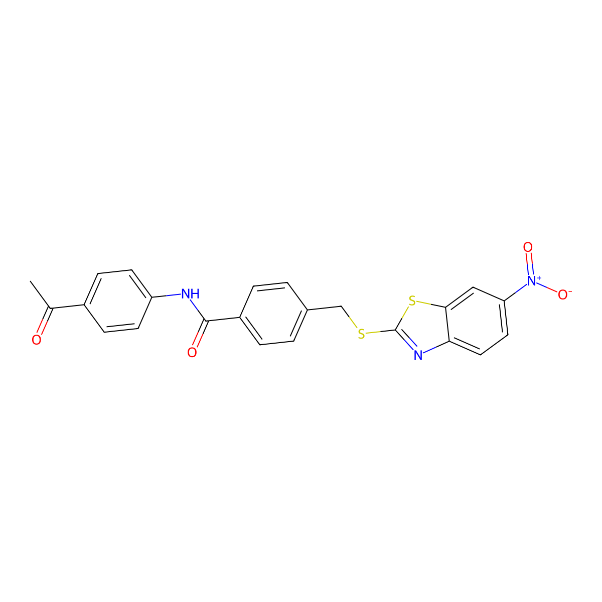 N-(4-acetylphenyl)-4-[(6-nitro-1,3-benzothiazol-2-yl)sulfanylmethyl]benzamide molecular structure, CAS 701223-85-0