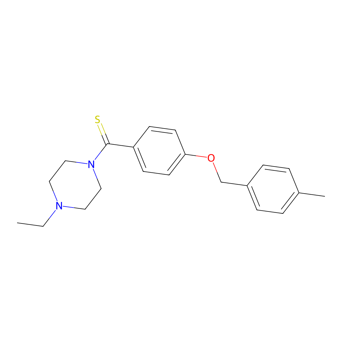 (4-Ethylpiperazin-1-yl)-[4-[(4-methylphenyl)methoxy]phenyl]methanethione molecular structure, CAS 701223-96-3