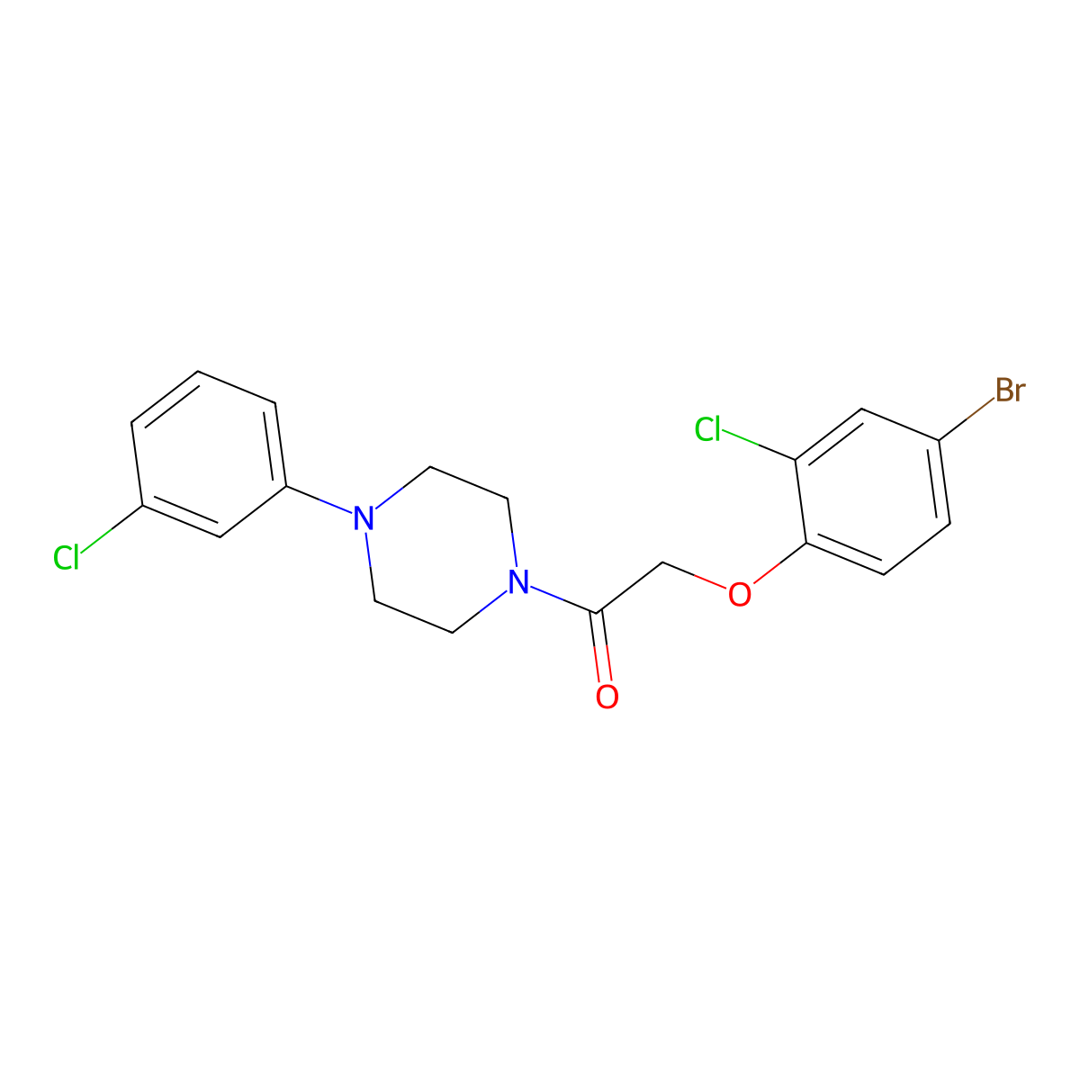 2-(4-Bromo-2-chlorophenoxy)-1-[4-(3-chlorophenyl)piperazin-1-yl]ethanone molecular structure, CAS 701224-09-1
