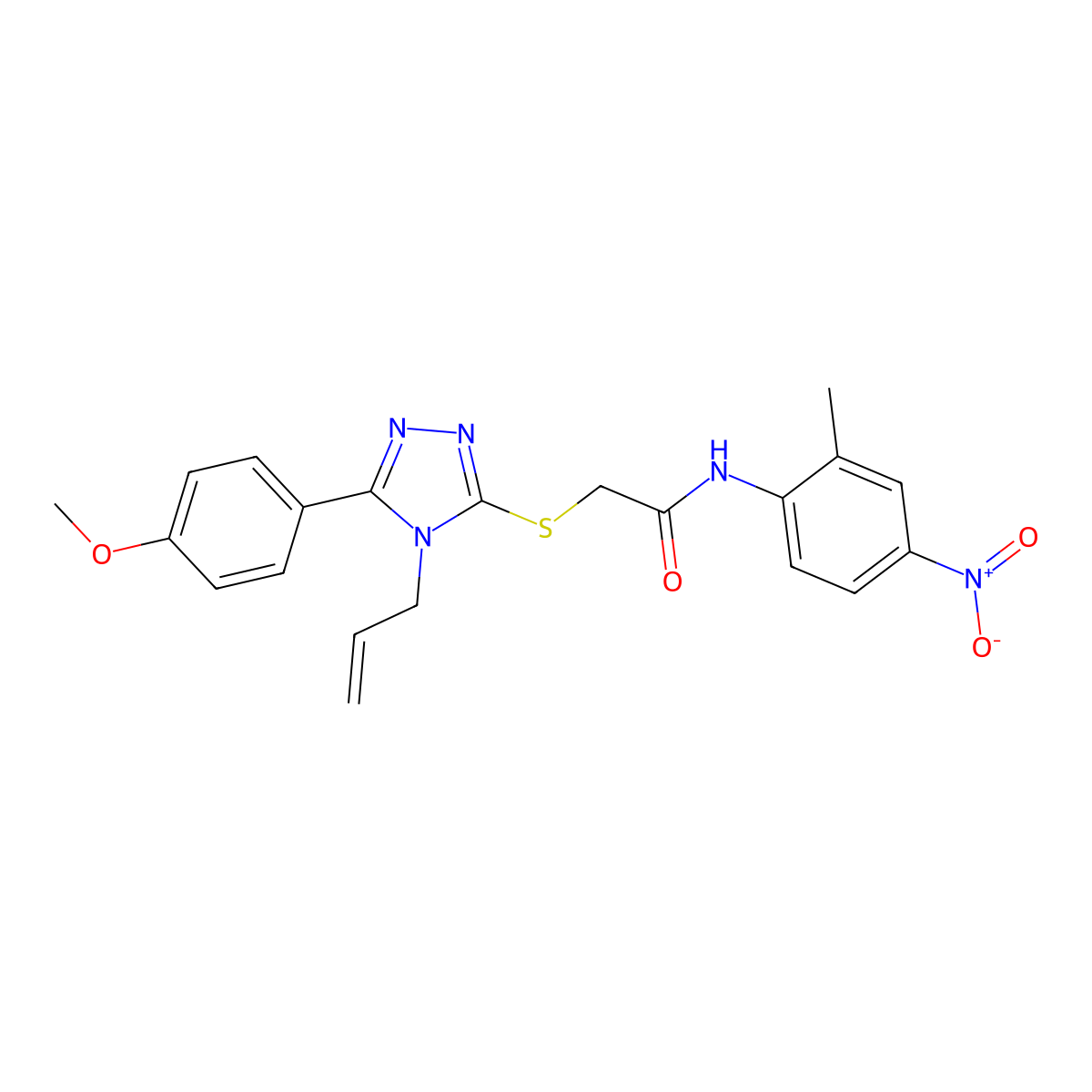 2-[[5-(4-methoxyphenyl)-4-prop-2-enyl-1,2,4-triazol-3-yl]sulfanyl]-N-(2-methyl-4-nitrophenyl)acetamide molecular structure, CAS 701224-52-4