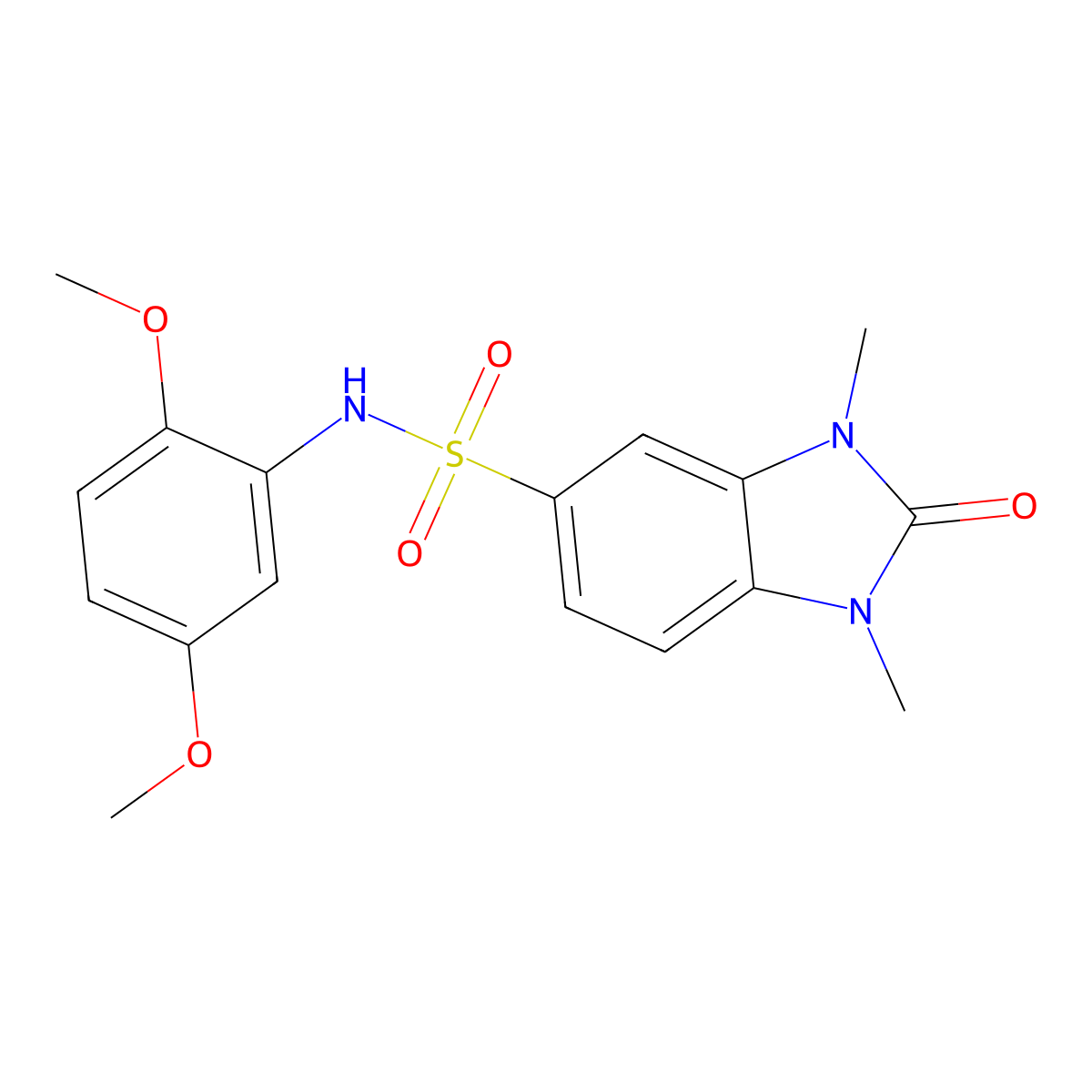 N-(2,5-dimethoxyphenyl)-1,3-dimethyl-2-oxobenzimidazole-5-sulfonamide molecular structure, CAS 701224-53-5