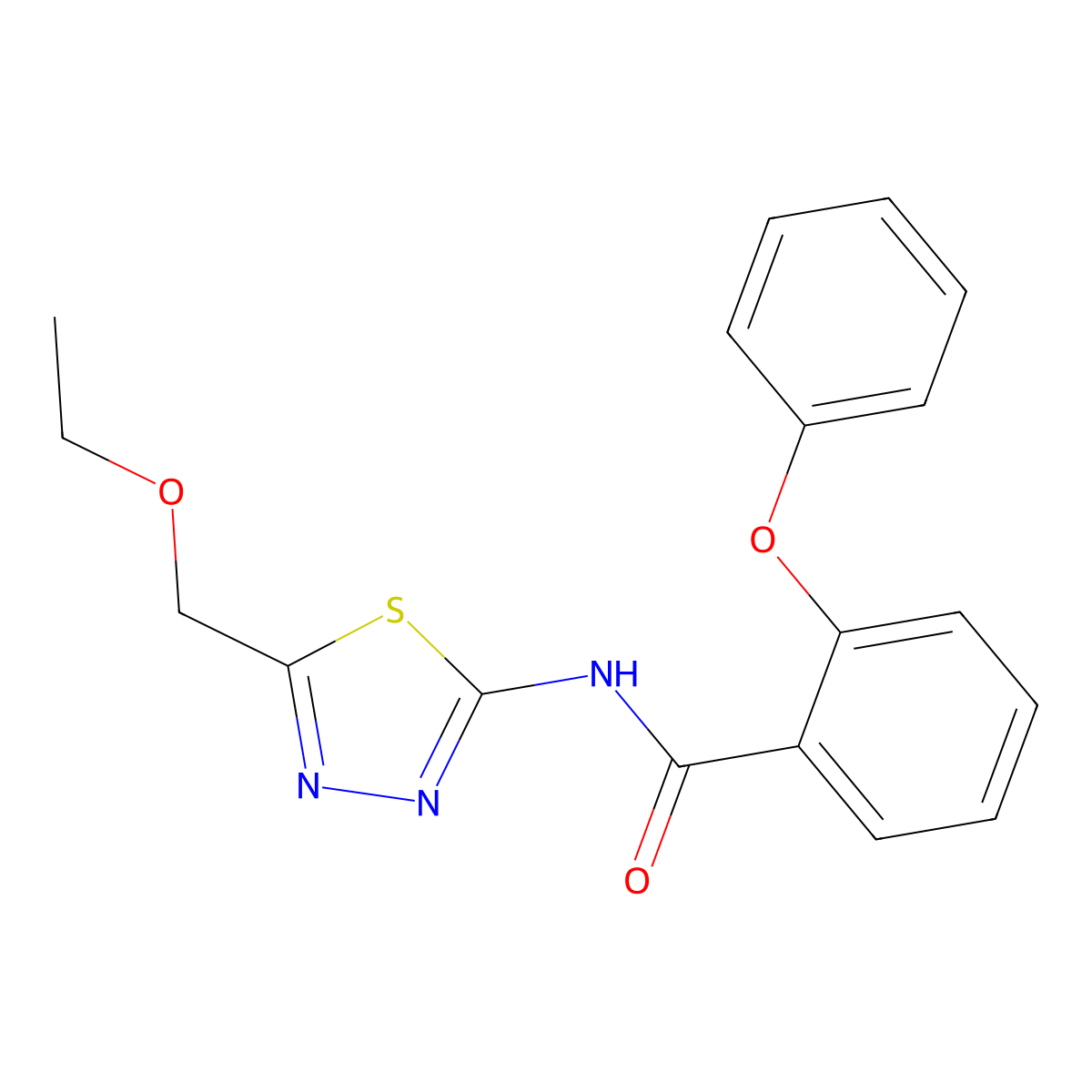 N-[5-(ethoxymethyl)-1,3,4-thiadiazol-2-yl]-2-phenoxybenzamide molecular structure, CAS 701224-55-7