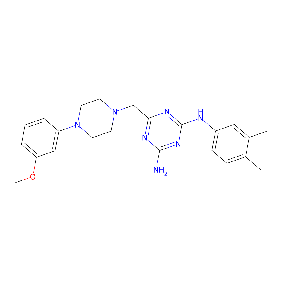 N-(3,4-dimethylphenyl)-6-{[4-(3-methoxyphenyl)piperazin-1-yl]methyl}-1,3,5-triazine-2,4-diamine molecular structure, CAS 701224-63-7