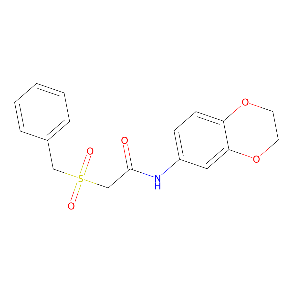 2-(benzylsulfonyl)-N-(2,3-dihydro-1,4-benzodioxin-6-yl)acetamide molecular structure, CAS 701224-78-4