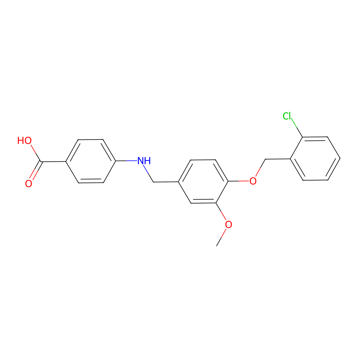 4-({4-[(2-Chlorobenzyl)oxy]-3-methoxybenzyl}amino)benzoic acid molecular structure, CAS 701224-85-3