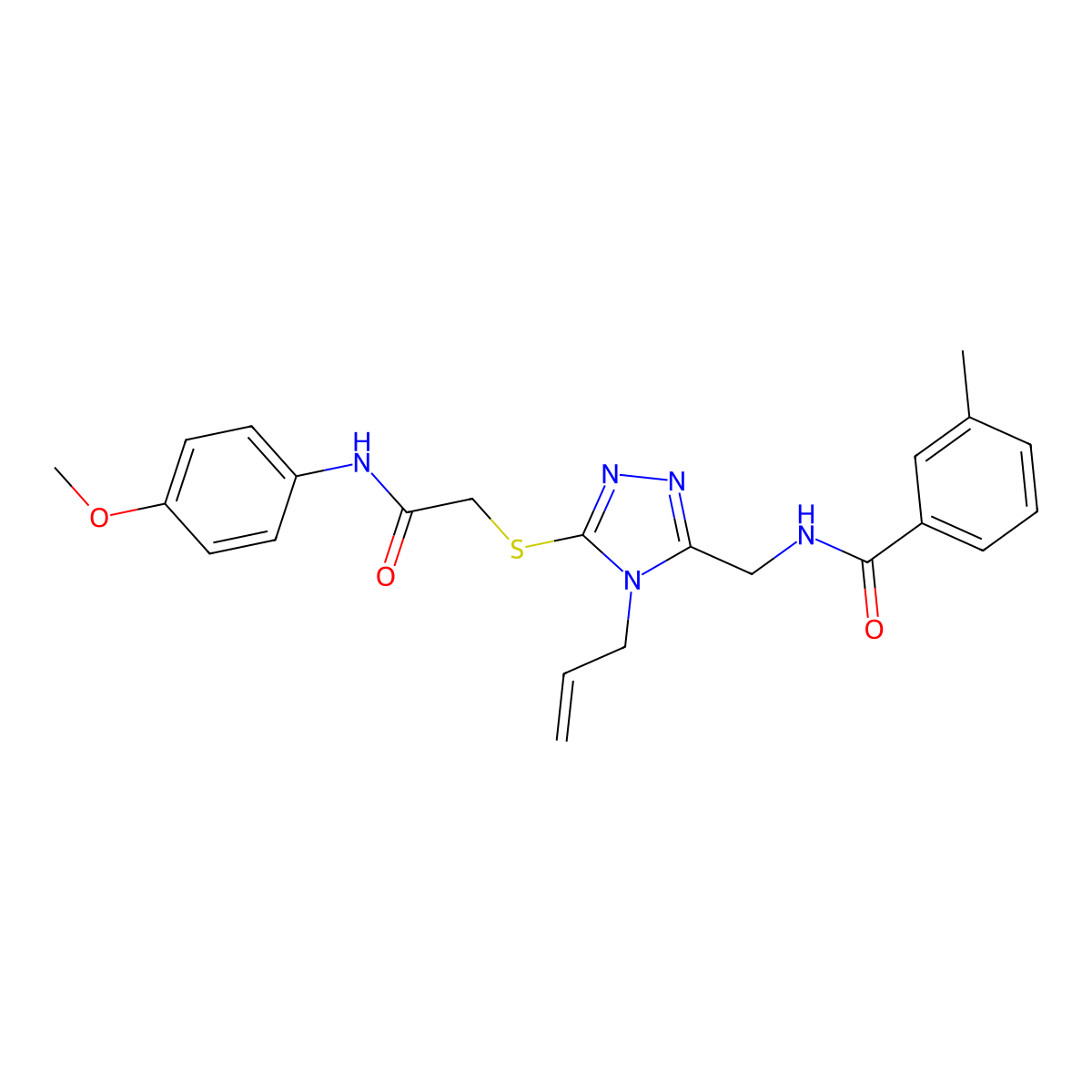 N-[[5-[2-(4-methoxyanilino)-2-oxoethyl]sulfanyl-4-prop-2-enyl-1,2,4-triazol-3-yl]methyl]-3-methylbenzamide molecular structure, CAS 701224-89-7