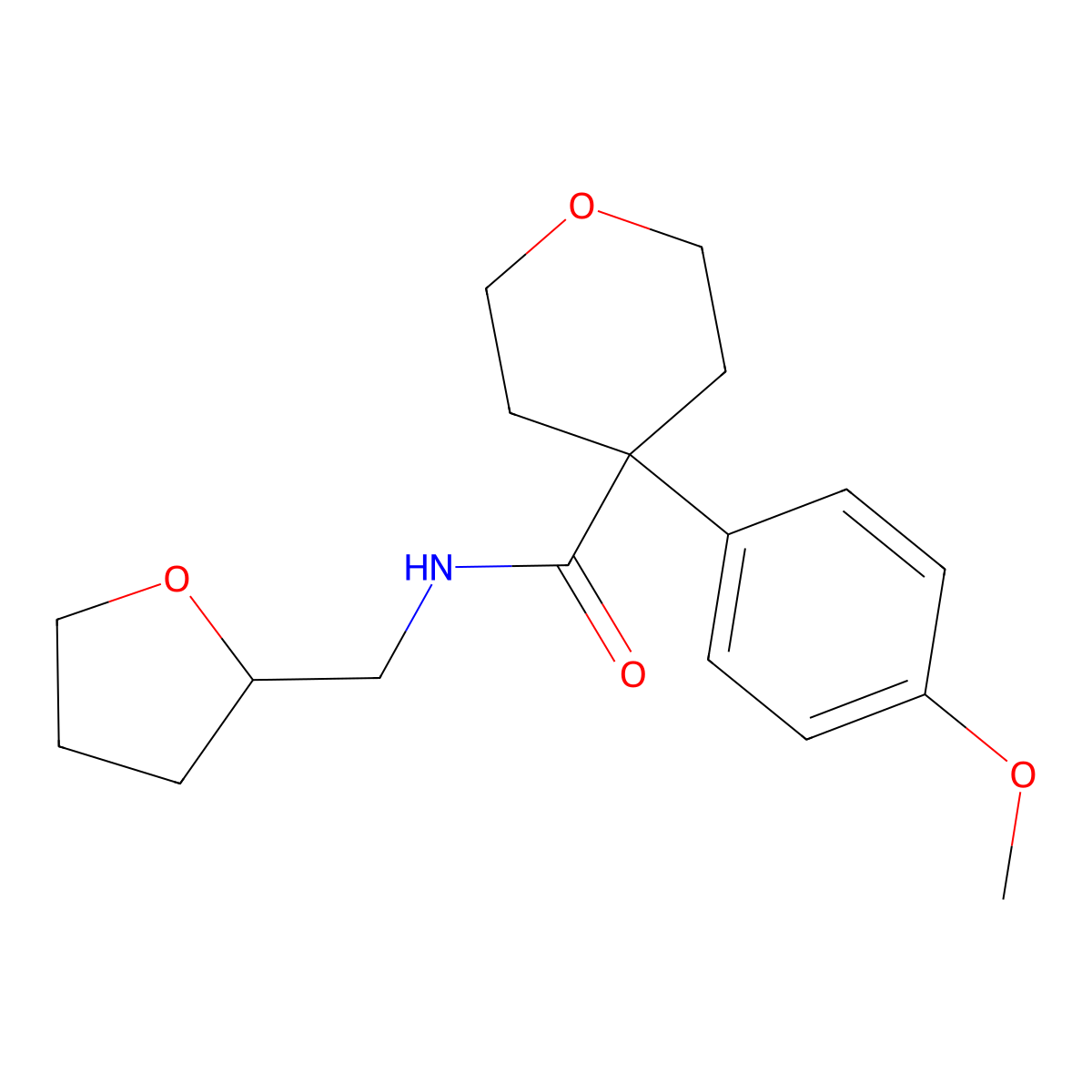 4-(4-methoxyphenyl)-N-(oxolan-2-ylmethyl)oxane-4-carboxamide molecular structure, CAS 701224-91-1