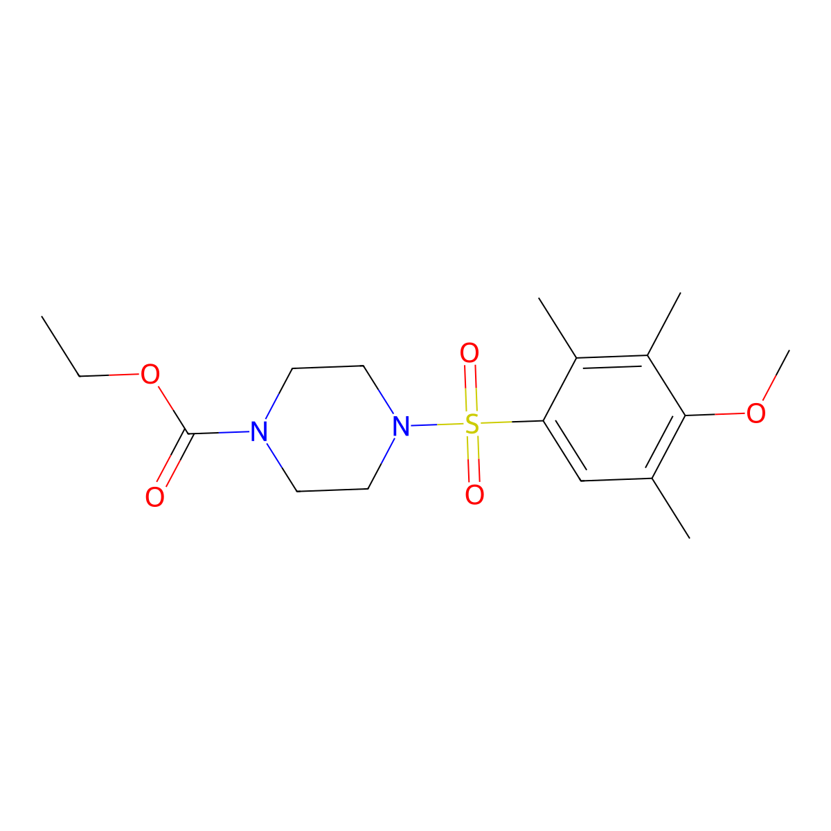 Ethyl 4-[(4-methoxy-2,3,5-trimethylphenyl)sulfonyl]piperazinecarboxylate molecular structure, CAS 701224-97-7