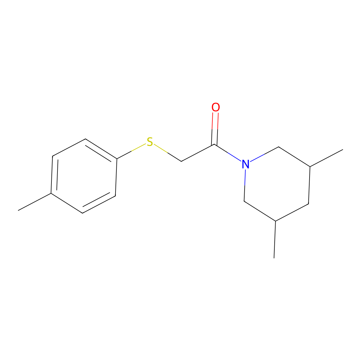 1-(3,5-Dimethylpiperidin-1-yl)-2-(4-methylphenyl)sulfanylethanone molecular structure, CAS 701225-33-4