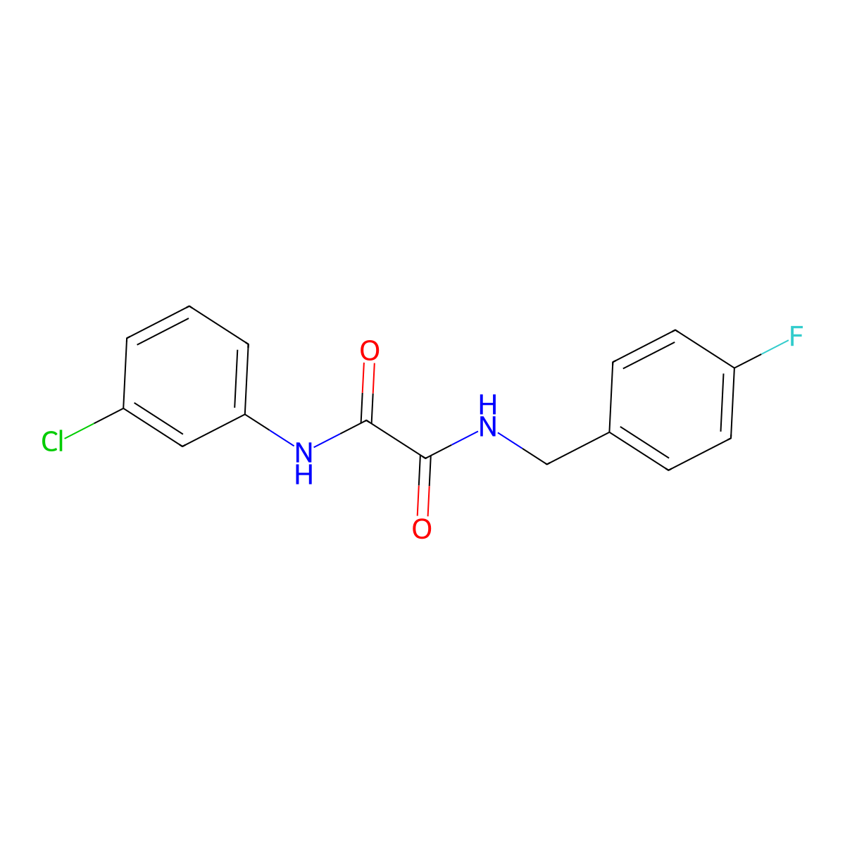N-(3-chlorophenyl)-N'-(4-fluorobenzyl)ethanediamide molecular structure, CAS 701225-36-7