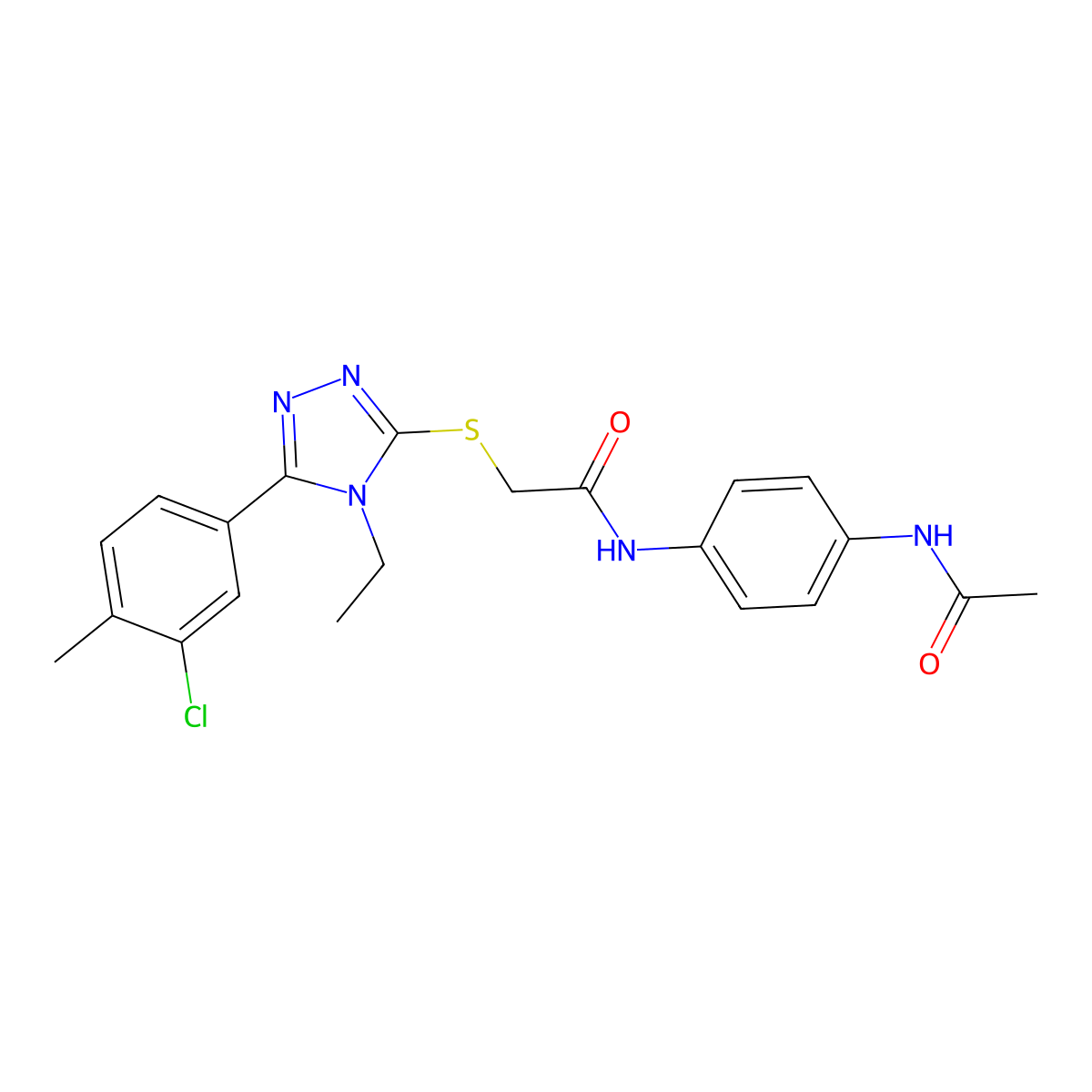 N-(4-acetamidophenyl)-2-[[5-(3-chloro-4-methylphenyl)-4-ethyl-1,2,4-triazol-3-yl]sulfanyl]acetamide molecular structure, CAS 701225-38-9