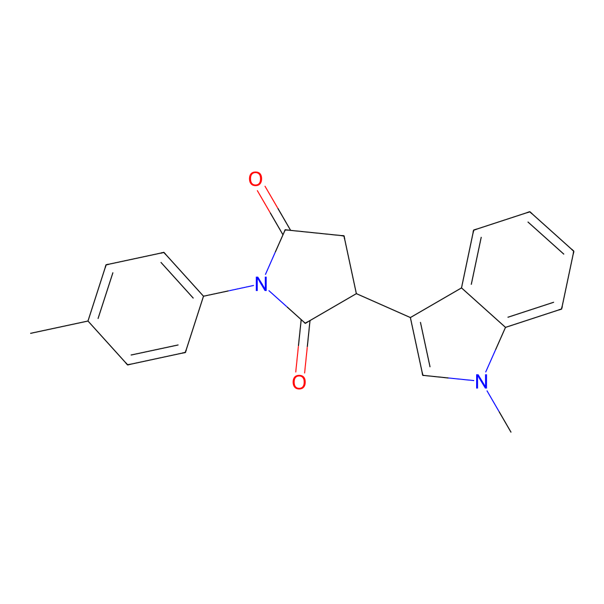 3-(1-Methylindol-3-yl)-1-(4-methylphenyl)pyrrolidine-2,5-dione molecular structure, CAS 701225-45-8