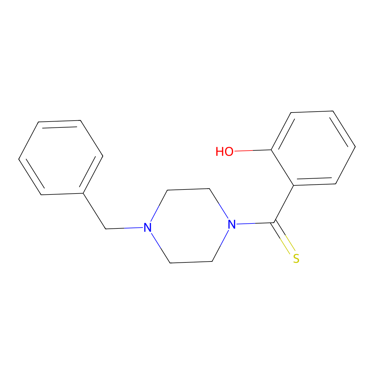 (4-Benzylpiperazin-1-yl)(2-hydroxyphenyl)methanethione molecular structure, CAS 701225-48-1