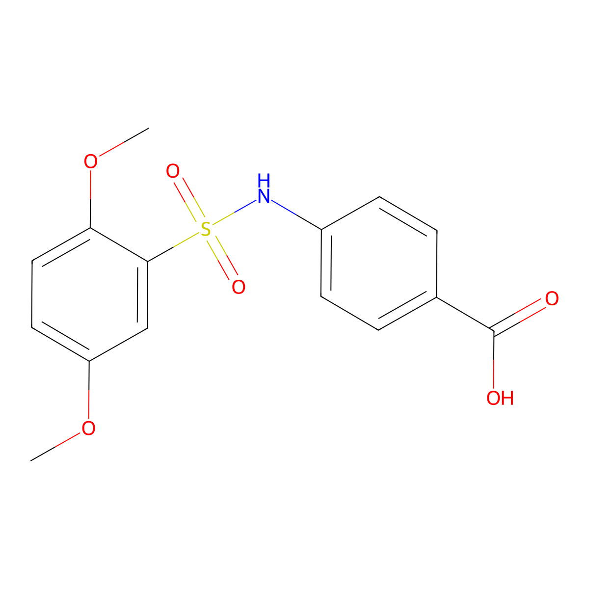 4-[(2,5-Dimethoxyphenyl)sulfonylamino]benzoic acid molecular structure, CAS 701225-52-7
