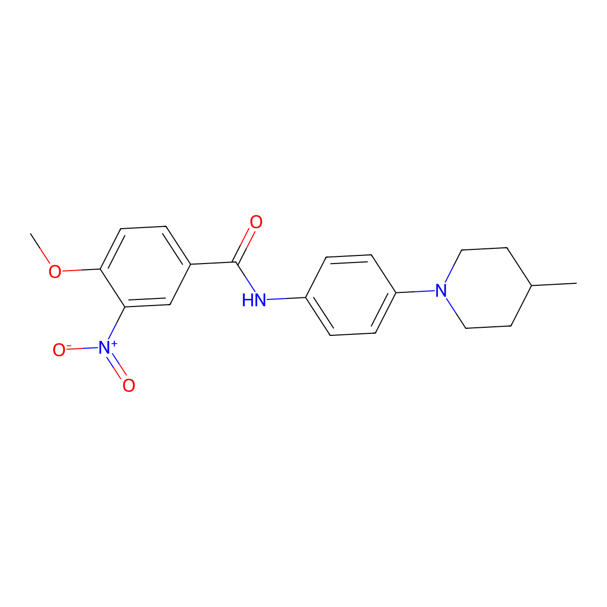 4-methoxy-N-[4-(4-methylpiperidin-1-yl)phenyl]-3-nitrobenzamide molecular structure, CAS 701225-65-2