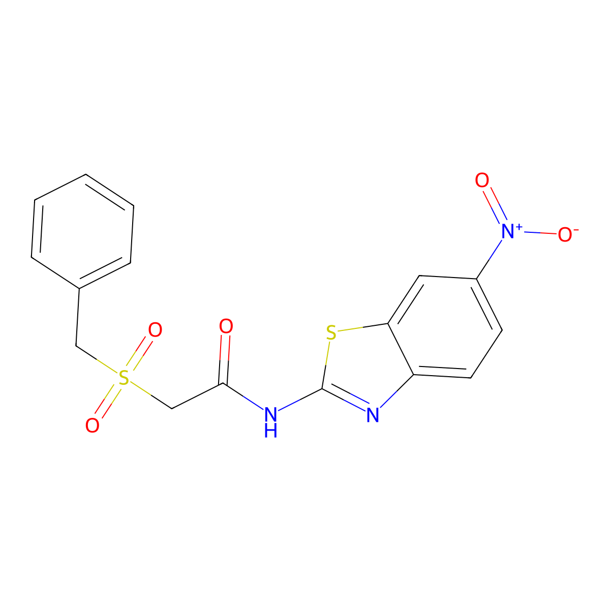 2-benzylsulfonyl-N-(6-nitro-1,3-benzothiazol-2-yl)acetamide molecular structure, CAS 701225-76-5