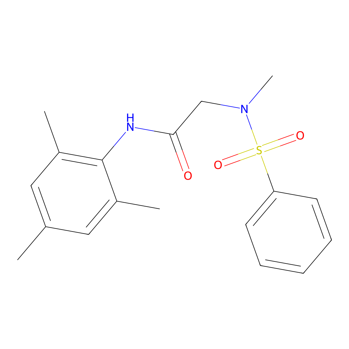 2-[benzenesulfonyl(methyl)amino]-N-(2,4,6-trimethylphenyl)acetamide molecular structure, CAS 701225-80-1
