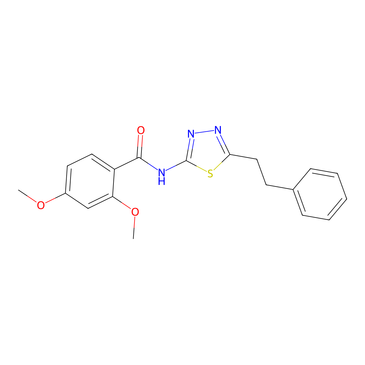 2,4-dimethoxy-N-[5-(2-phenylethyl)-1,3,4-thiadiazol-2-yl]benzamide molecular structure, CAS 701225-82-3