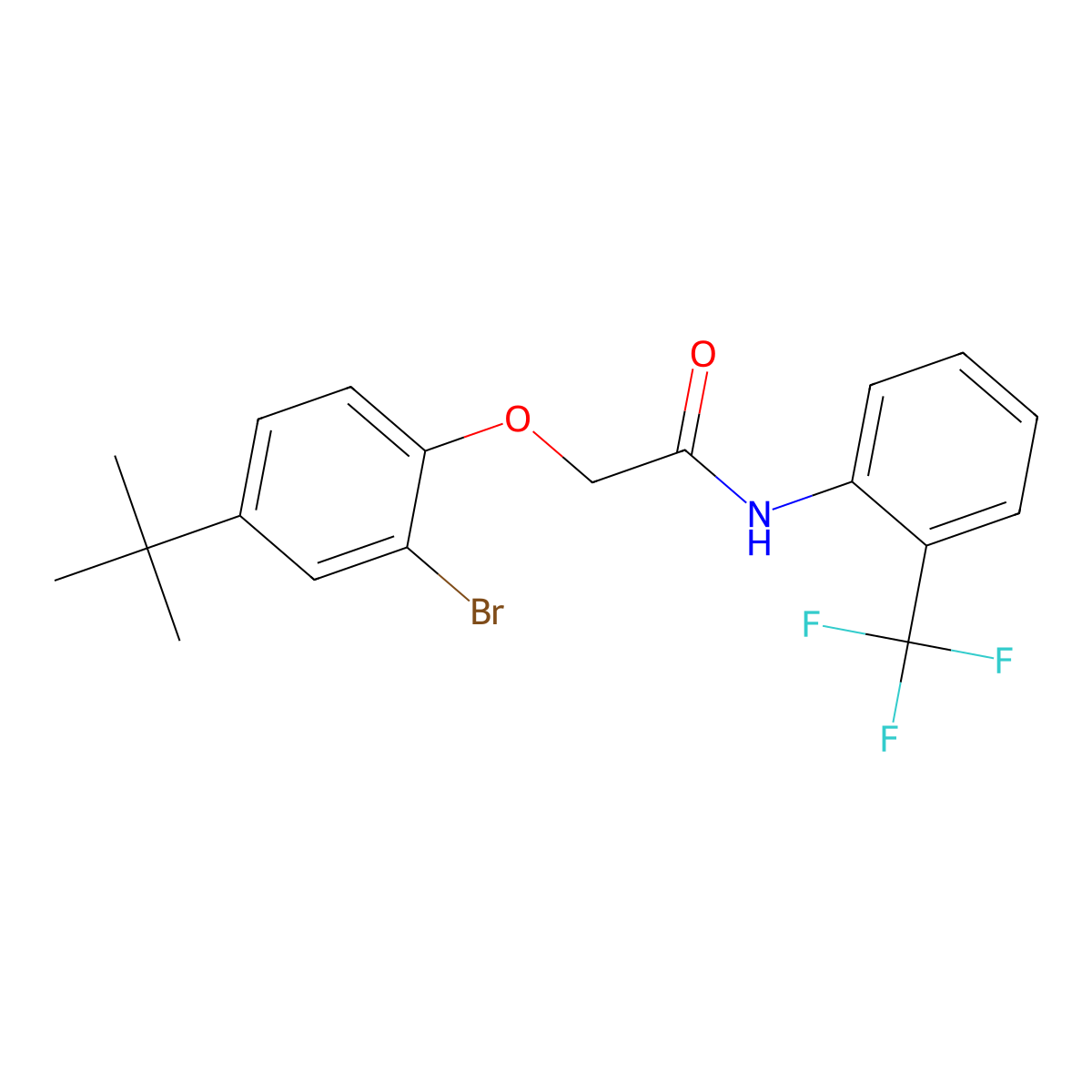 2-(2-bromo-4-tert-butylphenoxy)-N-[2-(trifluoromethyl)phenyl]acetamide molecular structure, CAS 701225-96-9