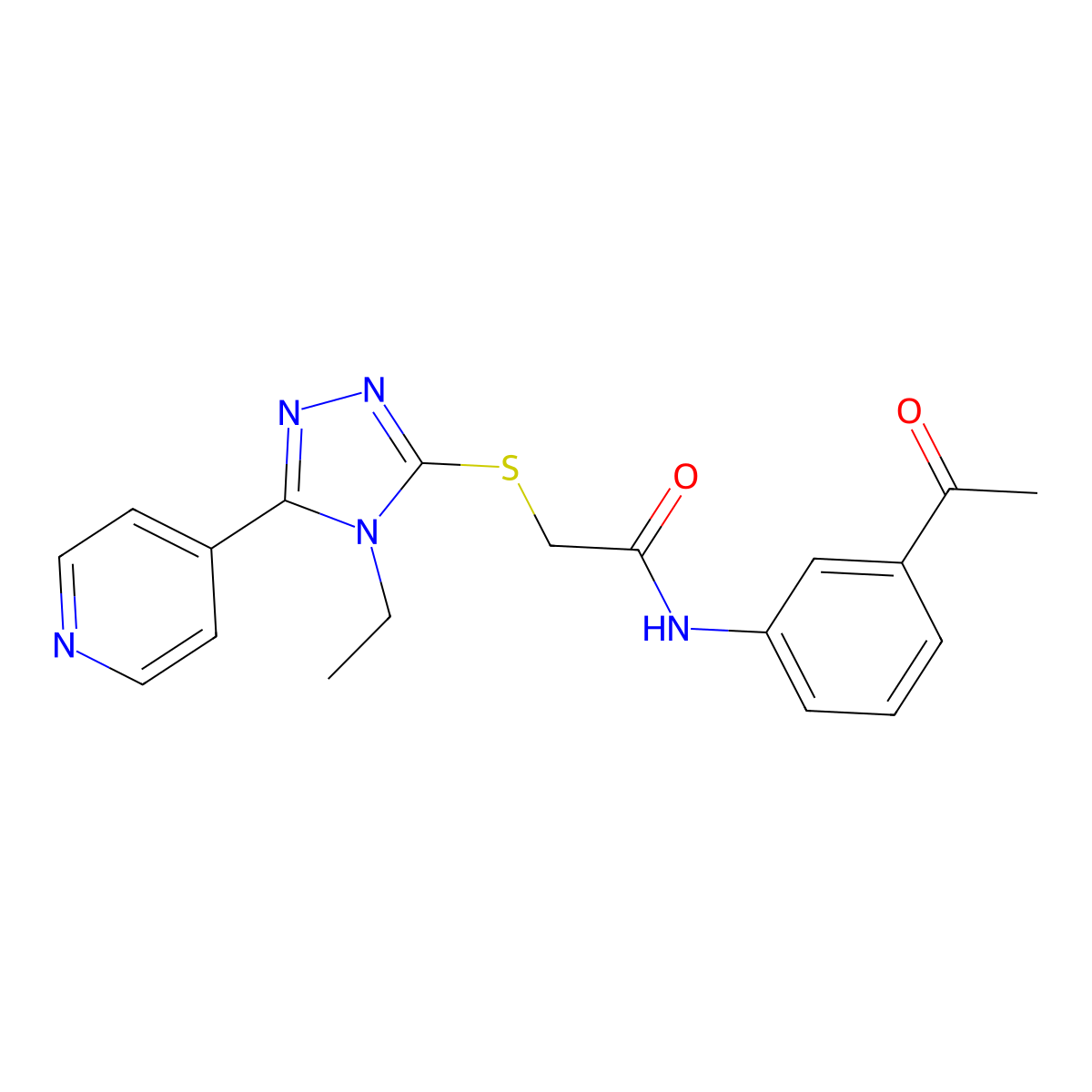 N-(3-acetylphenyl)-2-[(4-ethyl-5-pyridin-4-yl-1,2,4-triazol-3-yl)sulfanyl]acetamide molecular structure, CAS 701225-97-0