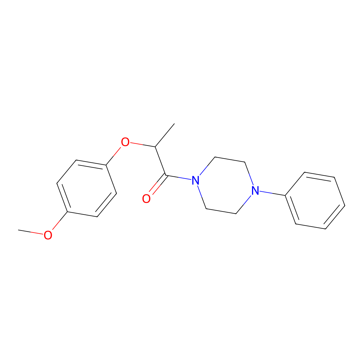 2-(4-Methoxyphenoxy)-1-(4-phenylpiperazin-1-yl)propan-1-one molecular structure, CAS 701226-11-1