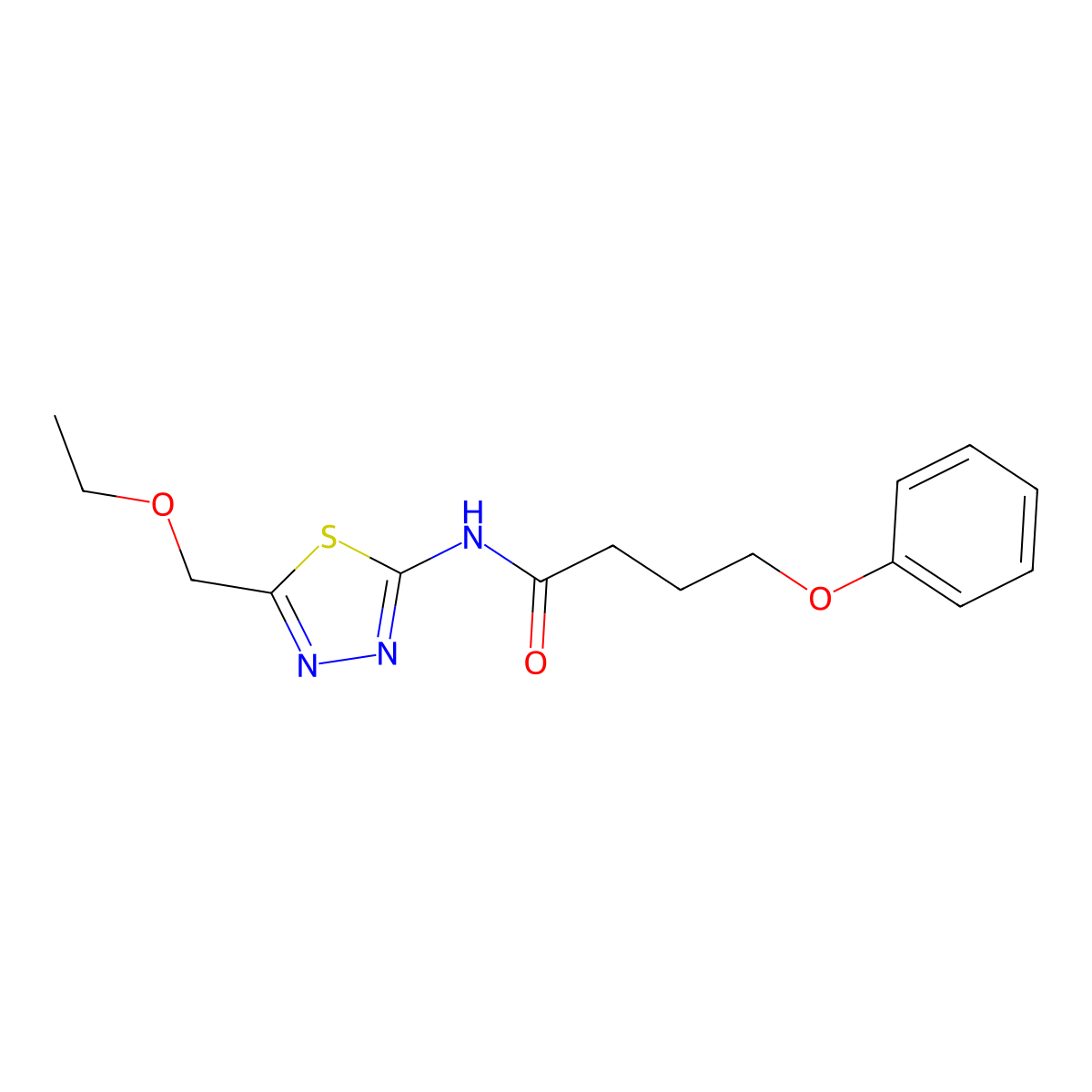 N-[5-(ethoxymethyl)-1,3,4-thiadiazol-2-yl]-4-phenoxybutanamide molecular structure, CAS 701226-12-2