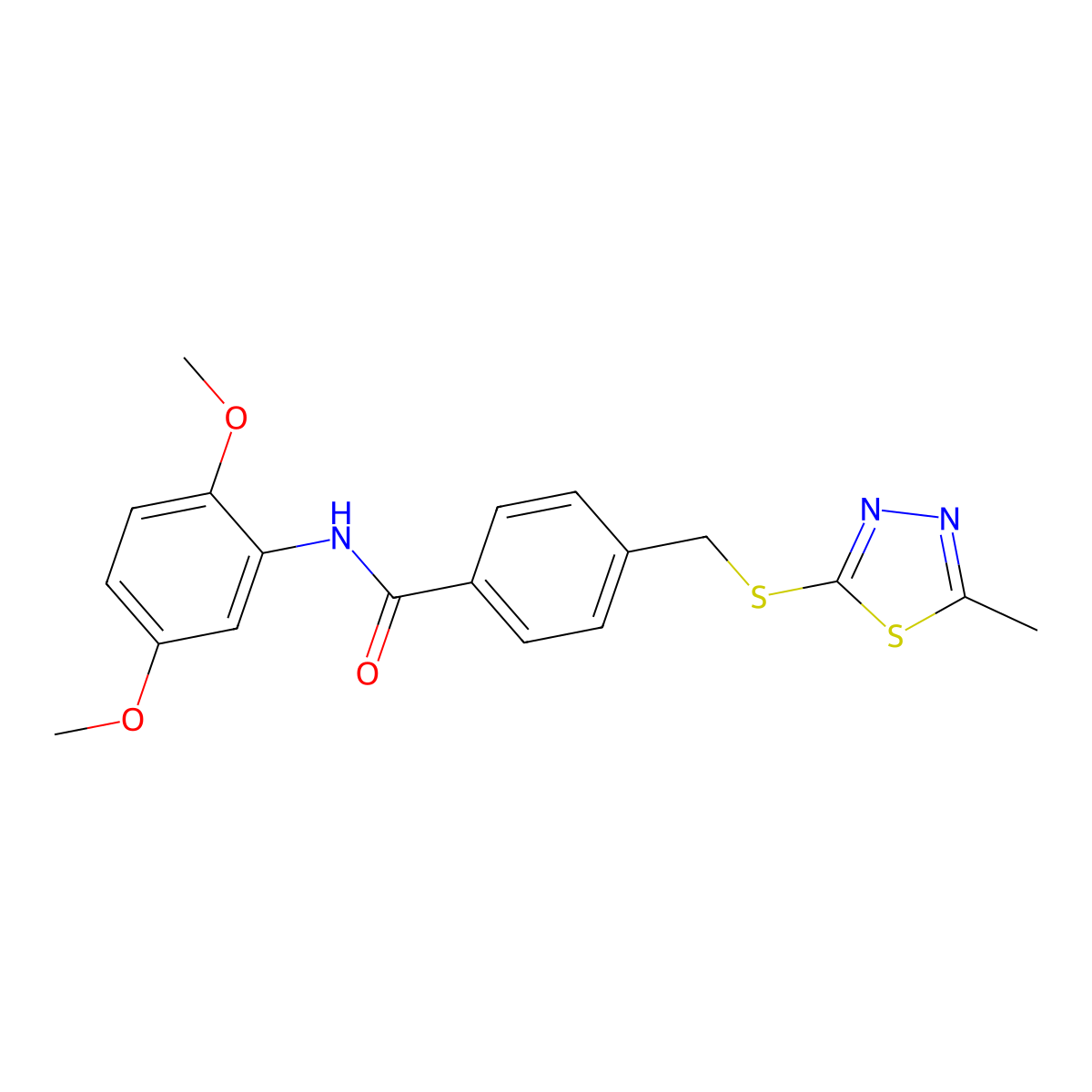 N-(2,5-dimethoxyphenyl)-4-[(5-methyl-1,3,4-thiadiazol-2-yl)sulfanylmethyl]benzamide molecular structure, CAS 701226-13-3