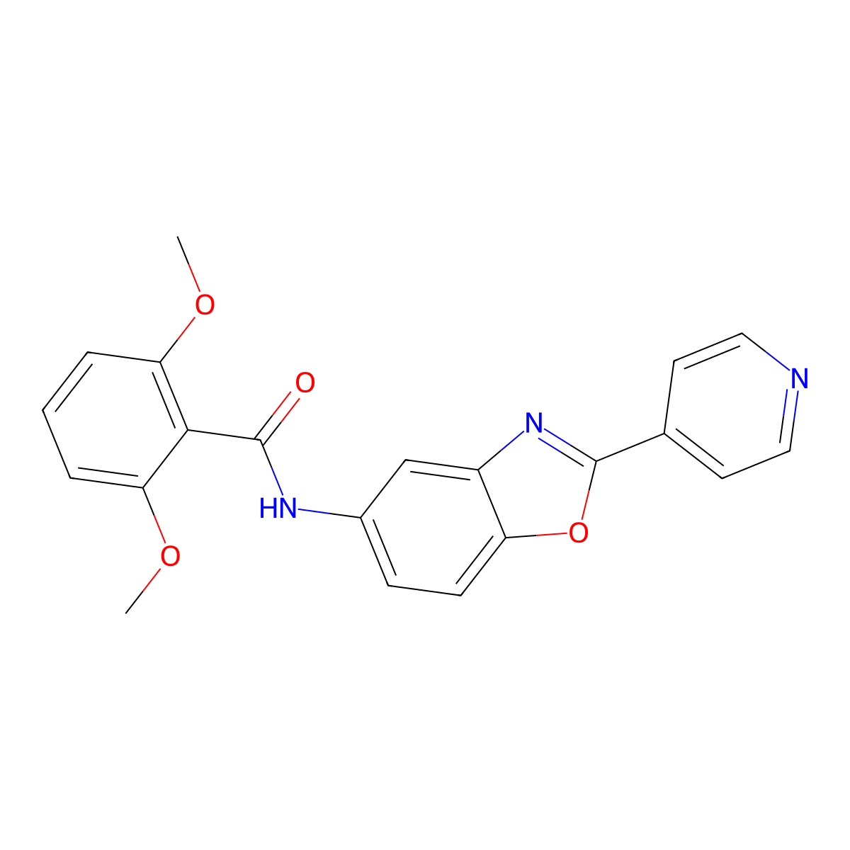 2,6-dimethoxy-N-(2-pyridin-4-yl-1,3-benzoxazol-5-yl)benzamide molecular structure, CAS 701226-27-9