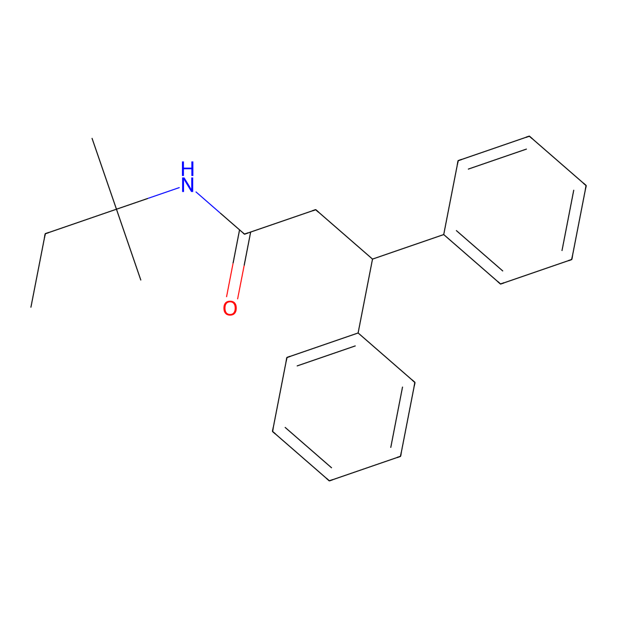 N-(2-methylbutan-2-yl)-3,3-diphenylpropanamide molecular structure, CAS 701226-28-0