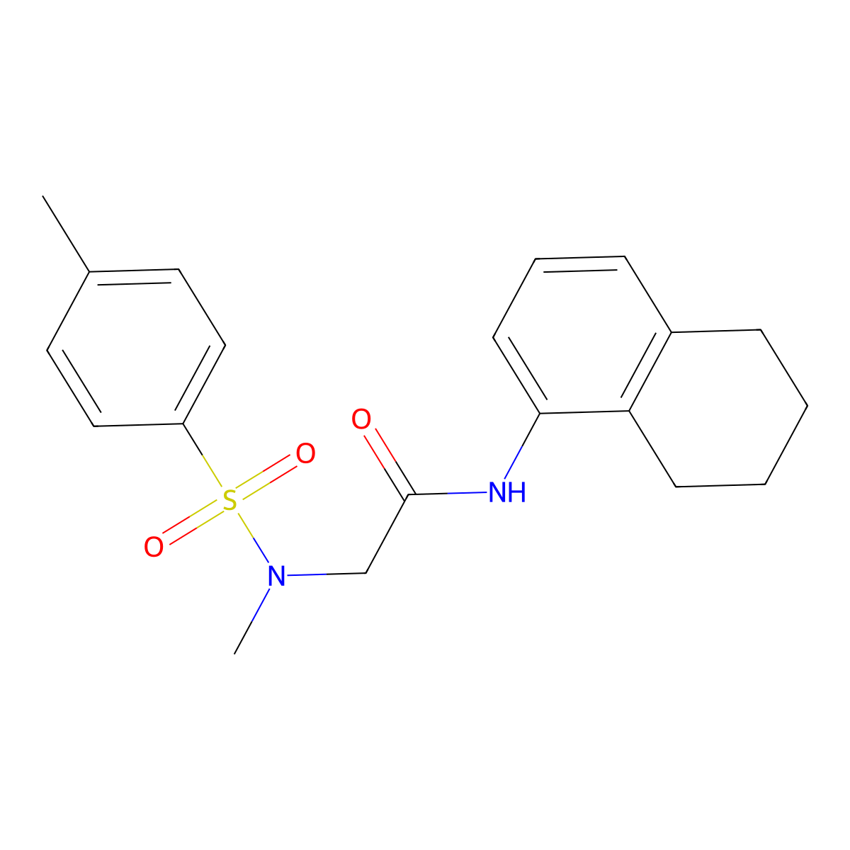 2-[methyl-(4-methylphenyl)sulfonylamino]-N-(5,6,7,8-tetrahydronaphthalen-1-yl)acetamide molecular structure, CAS 701226-34-8