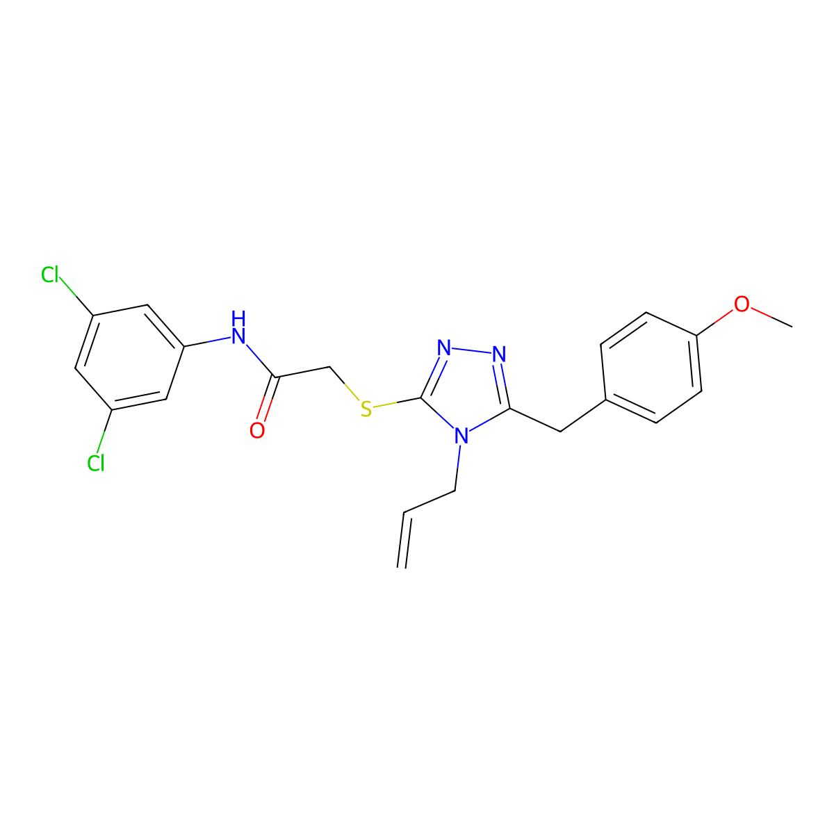 N-(3,5-dichlorophenyl)-2-[[5-[(4-methoxyphenyl)methyl]-4-prop-2-enyl-1,2,4-triazol-3-yl]sulfanyl]acetamide molecular structure, CAS 701226-40-6