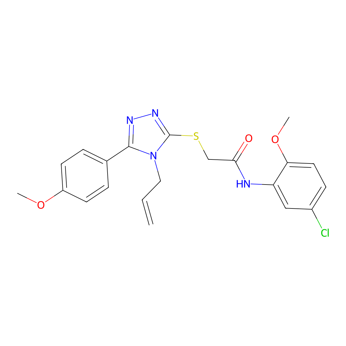 N-(5-chloro-2-methoxyphenyl)-2-[[5-(4-methoxyphenyl)-4-prop-2-enyl-1,2,4-triazol-3-yl]sulfanyl]acetamide molecular structure, CAS 701226-44-0