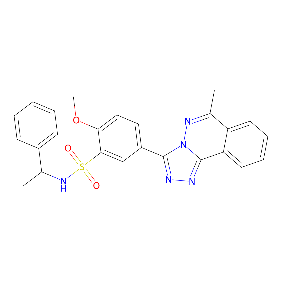 2-methoxy-5-(6-methyl-[1,2,4]triazolo[3,4-a]phthalazin-3-yl)-N-(1-phenylethyl)benzenesulfonamide molecular structure, CAS 701226-52-0