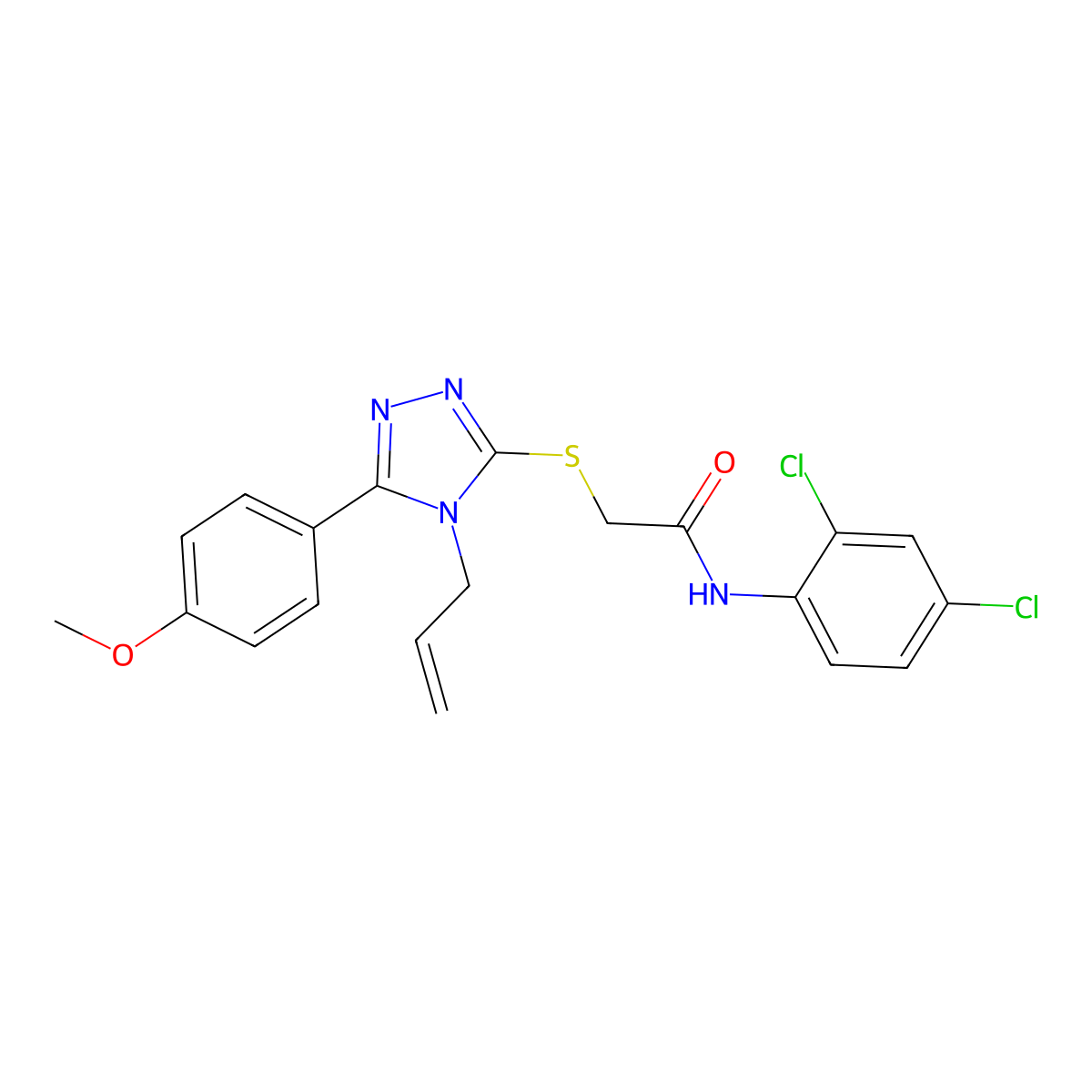 N-(2,4-dichlorophenyl)-2-[[5-(4-methoxyphenyl)-4-prop-2-enyl-1,2,4-triazol-3-yl]sulfanyl]acetamide molecular structure, CAS 701226-54-2