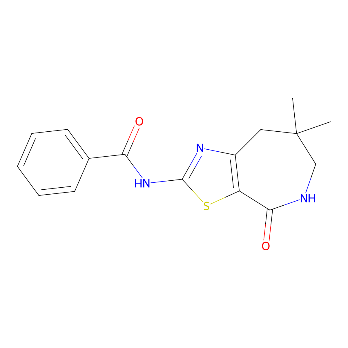 N-(7,7-dimethyl-4-oxo-6,8-dihydro-5H-[1,3]thiazolo[5,4-c]azepin-2-yl)benzamide molecular structure, CAS 701226-58-6