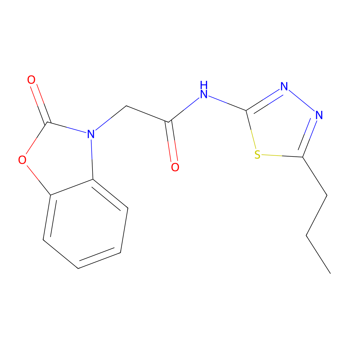 2-(2-oxo-1,3-benzoxazol-3(2H)-yl)-N-(5-propyl-1,3,4-thiadiazol-2-yl)acetamide molecular structure, CAS 701226-60-0