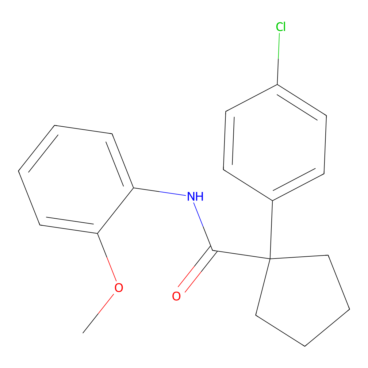 1-(4-chlorophenyl)-N-(2-methoxyphenyl)cyclopentanecarboxamide molecular structure, CAS 701226-74-6