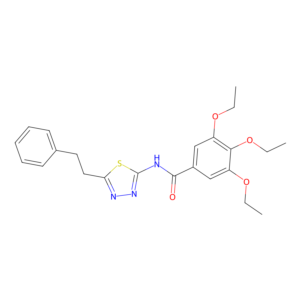 3,4,5-triethoxy-N-[5-(2-phenylethyl)-1,3,4-thiadiazol-2-yl]benzamide molecular structure, CAS 701226-85-9