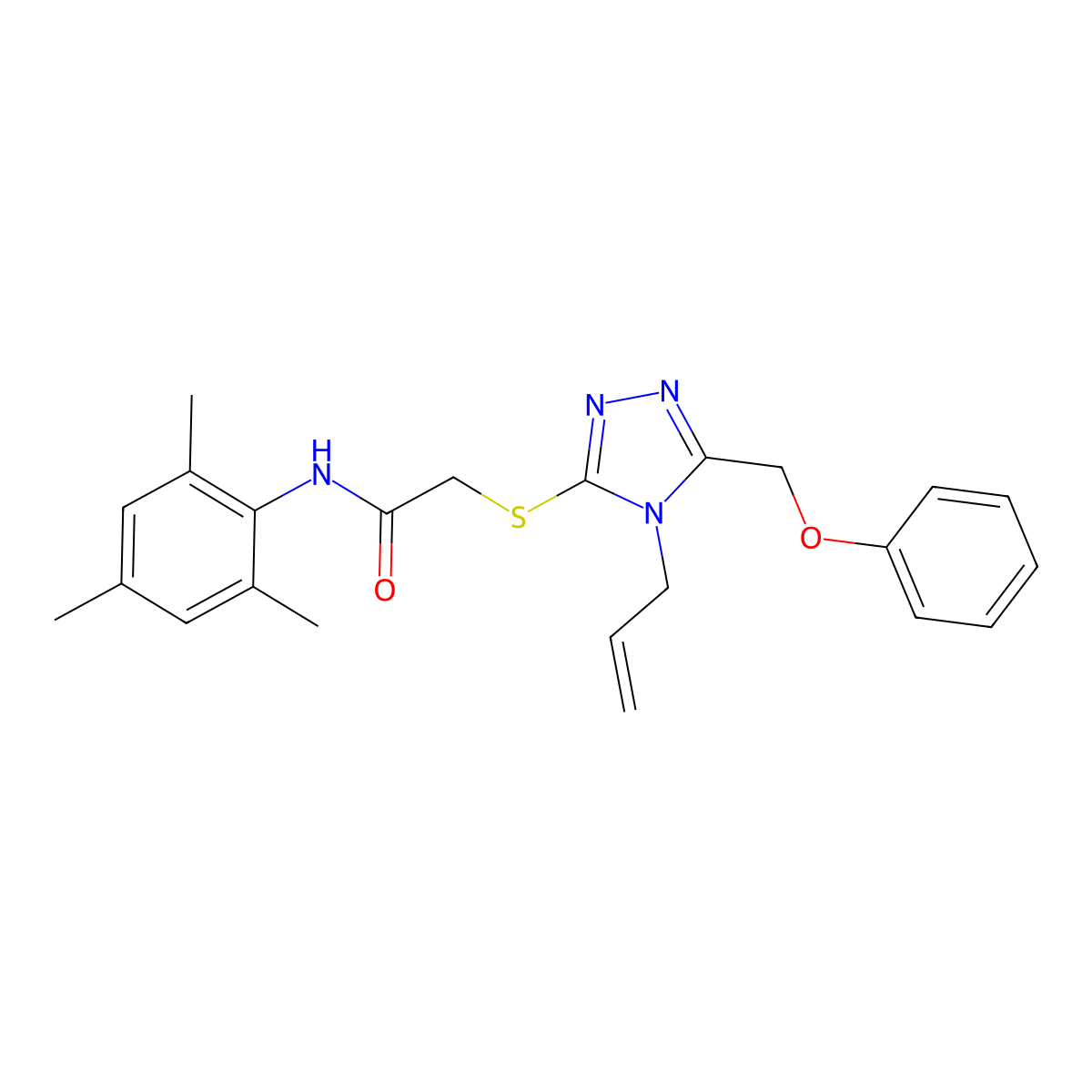 2-{[5-(phenoxymethyl)-4-(prop-2-en-1-yl)-4H-1,2,4-triazol-3-yl]sulfanyl}-N-(2,4,6-trimethylphenyl)acetamide molecular structure, CAS 701226-97-3