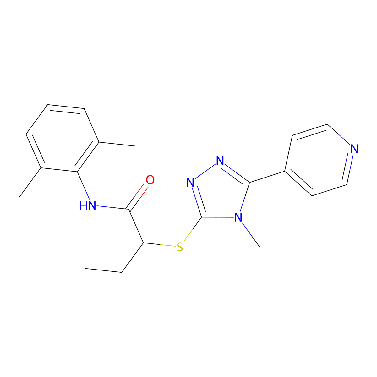 N-(2,6-dimethylphenyl)-2-[(4-methyl-5-pyridin-4-yl-1,2,4-triazol-3-yl)sulfanyl]butanamide molecular structure, CAS 701227-04-5