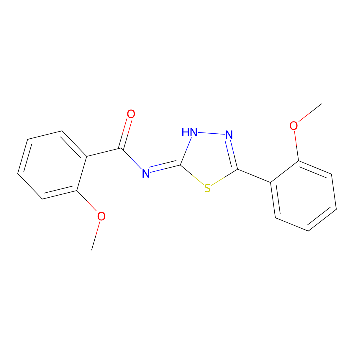 2-Methoxy-N-(5-(2-methoxyphenyl)-1,3,4-thiadiazol-2-yl)benzamide molecular structure, CAS 701227-09-0