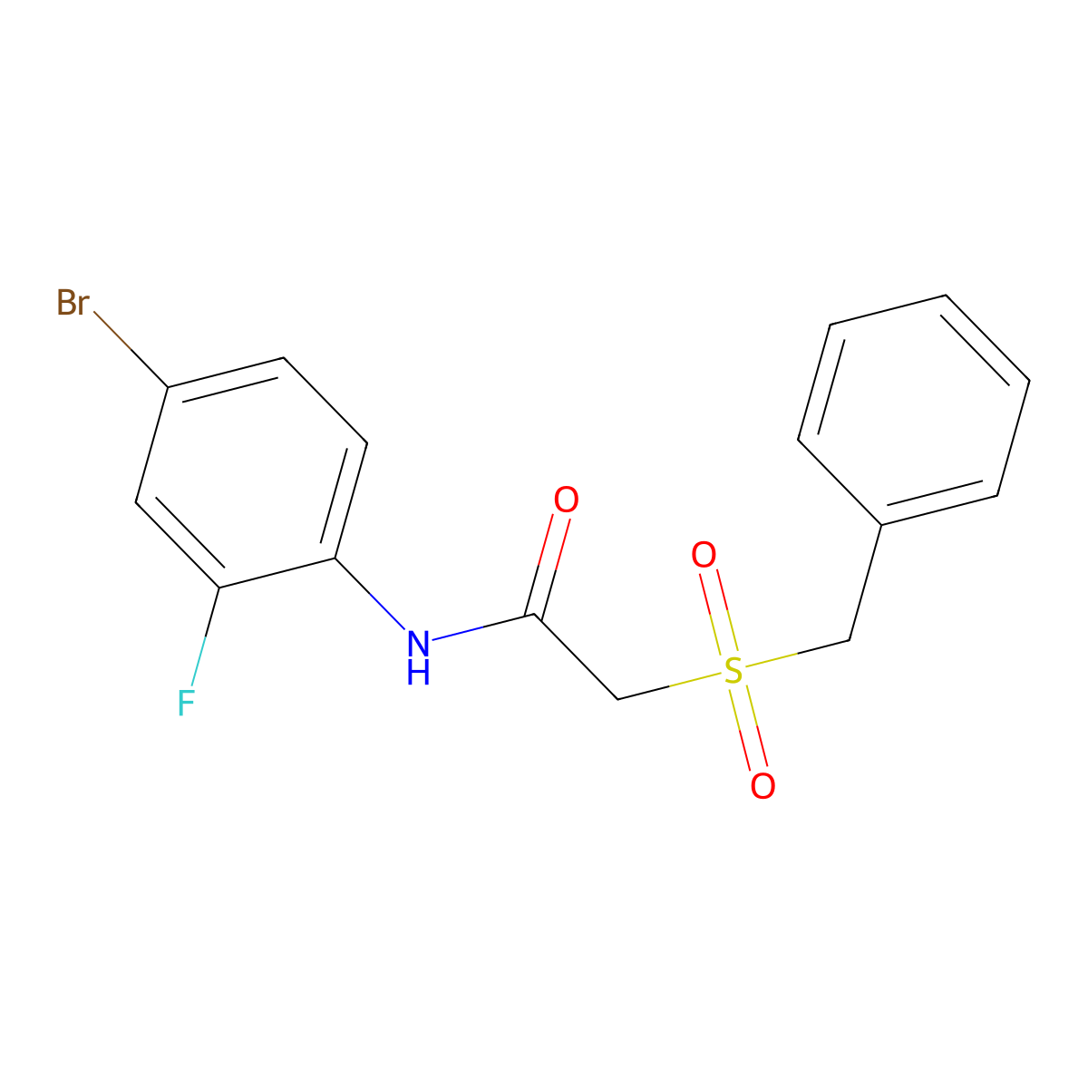 2-benzylsulfonyl-N-(4-bromo-2-fluorophenyl)acetamide molecular structure, CAS 701227-16-9