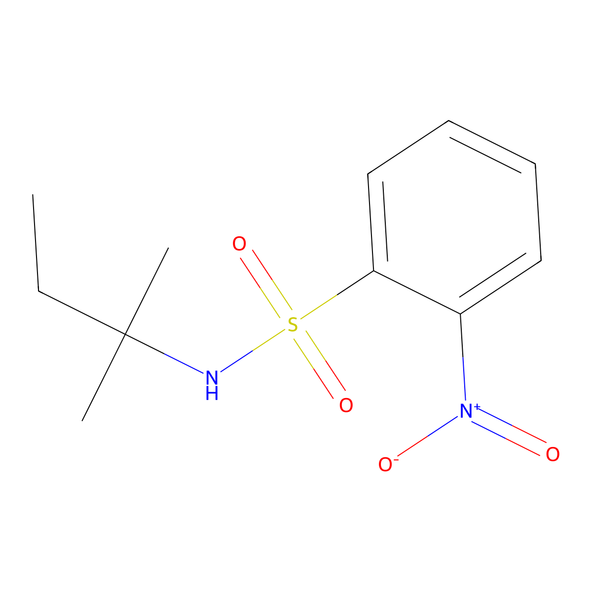 N-(2-methylbutan-2-yl)-2-nitrobenzenesulfonamide molecular structure, CAS 701227-39-6