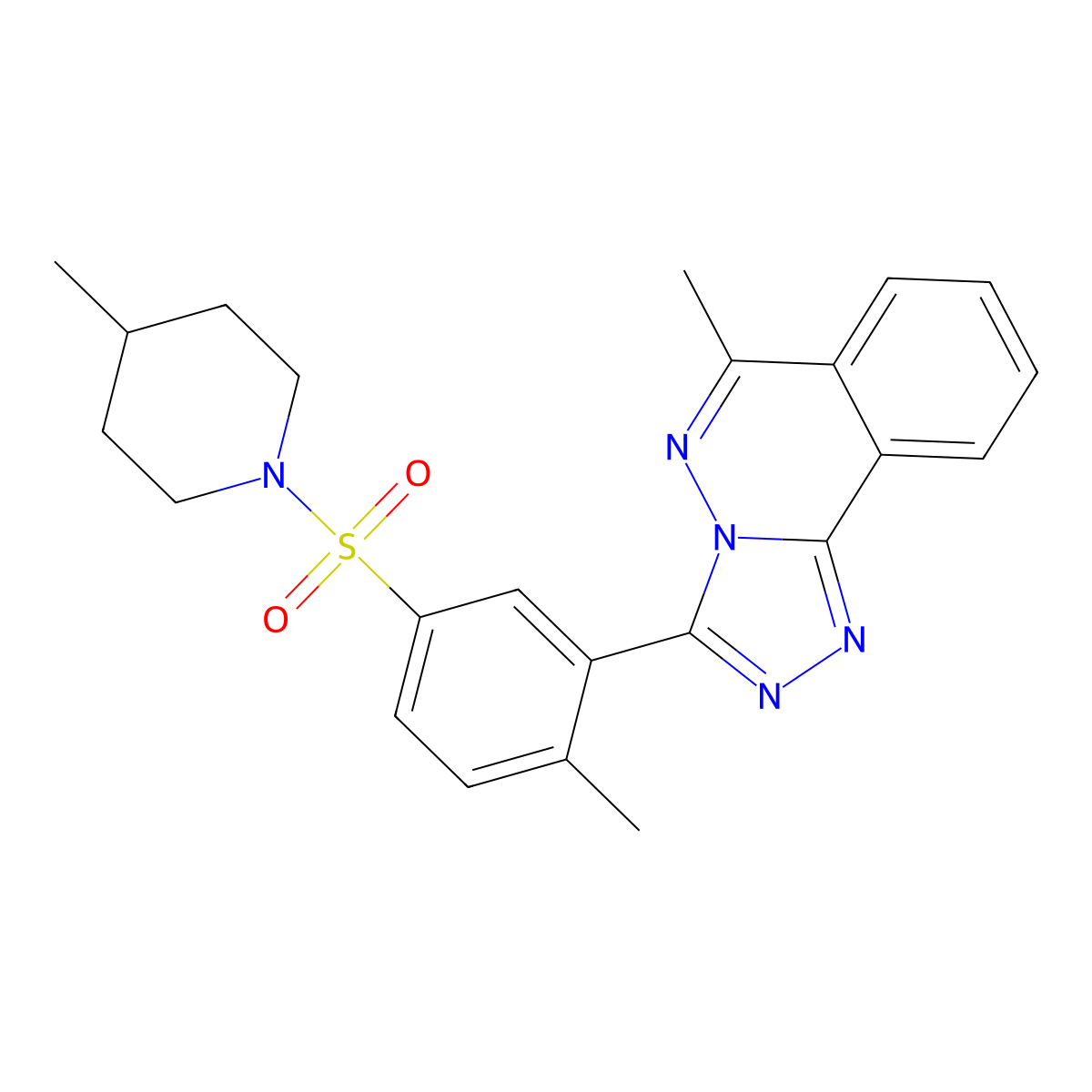 6-Methyl-3-[2-methyl-5-(4-methylpiperidin-1-yl)sulfonylphenyl]-[1,2,4]triazolo[3,4-a]phthalazine molecular structure, CAS 701227-43-2