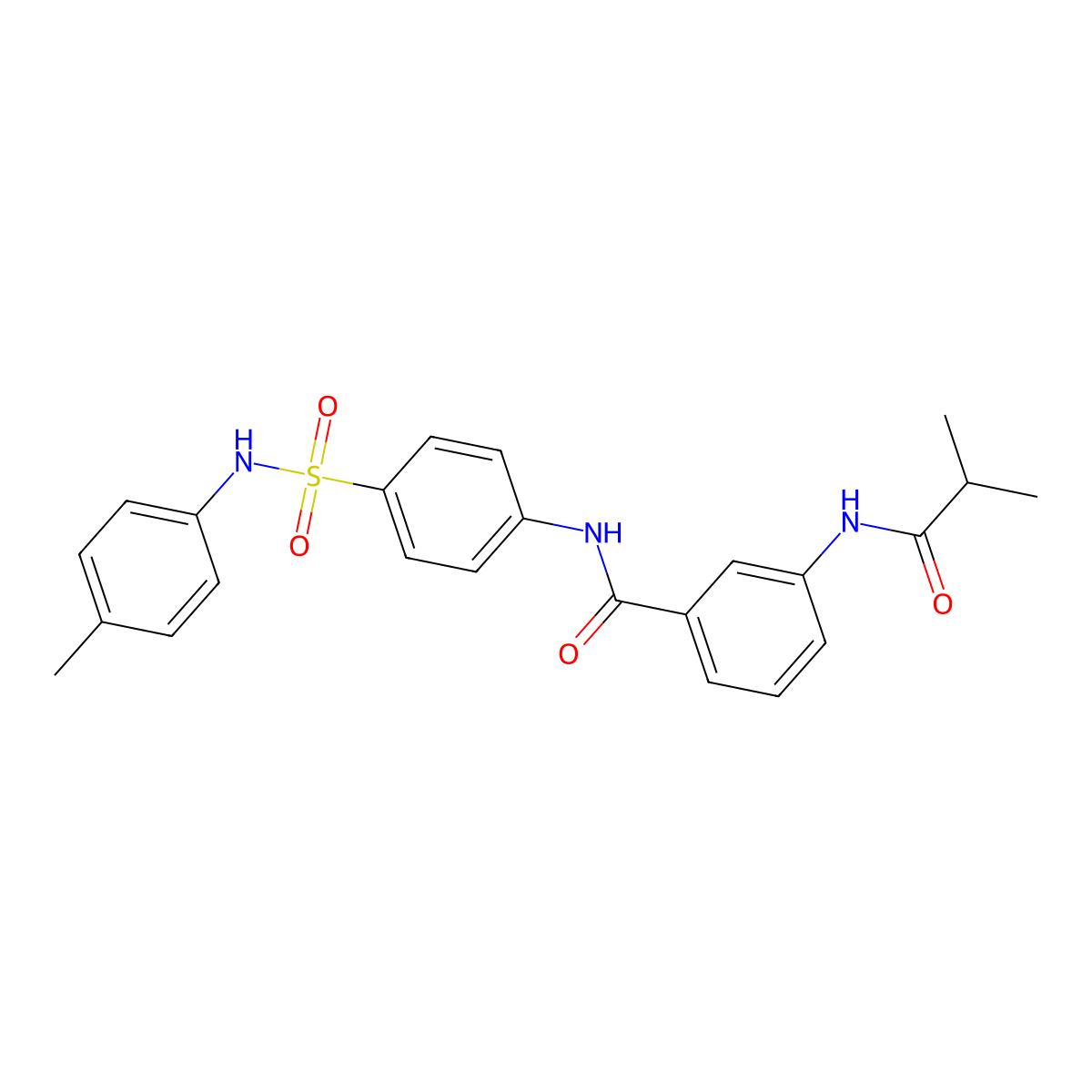 N-[4-[(4-methylphenyl)sulfamoyl]phenyl]-3-(2-methylpropanoylamino)benzamide molecular structure, CAS 701227-49-8