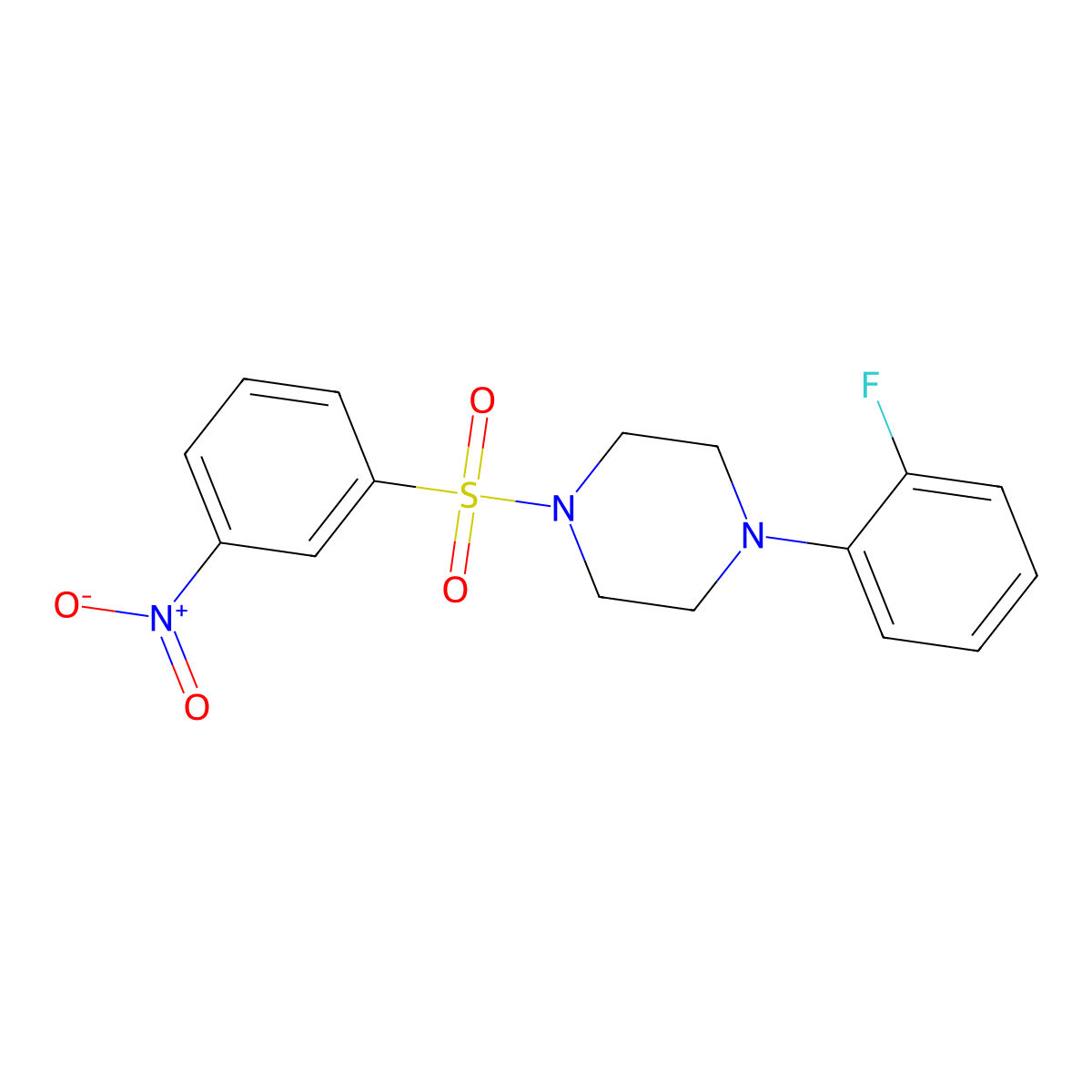1-(2-Fluorophenyl)-4-(3-nitrophenyl)sulfonylpiperazine molecular structure, CAS 701227-51-2
