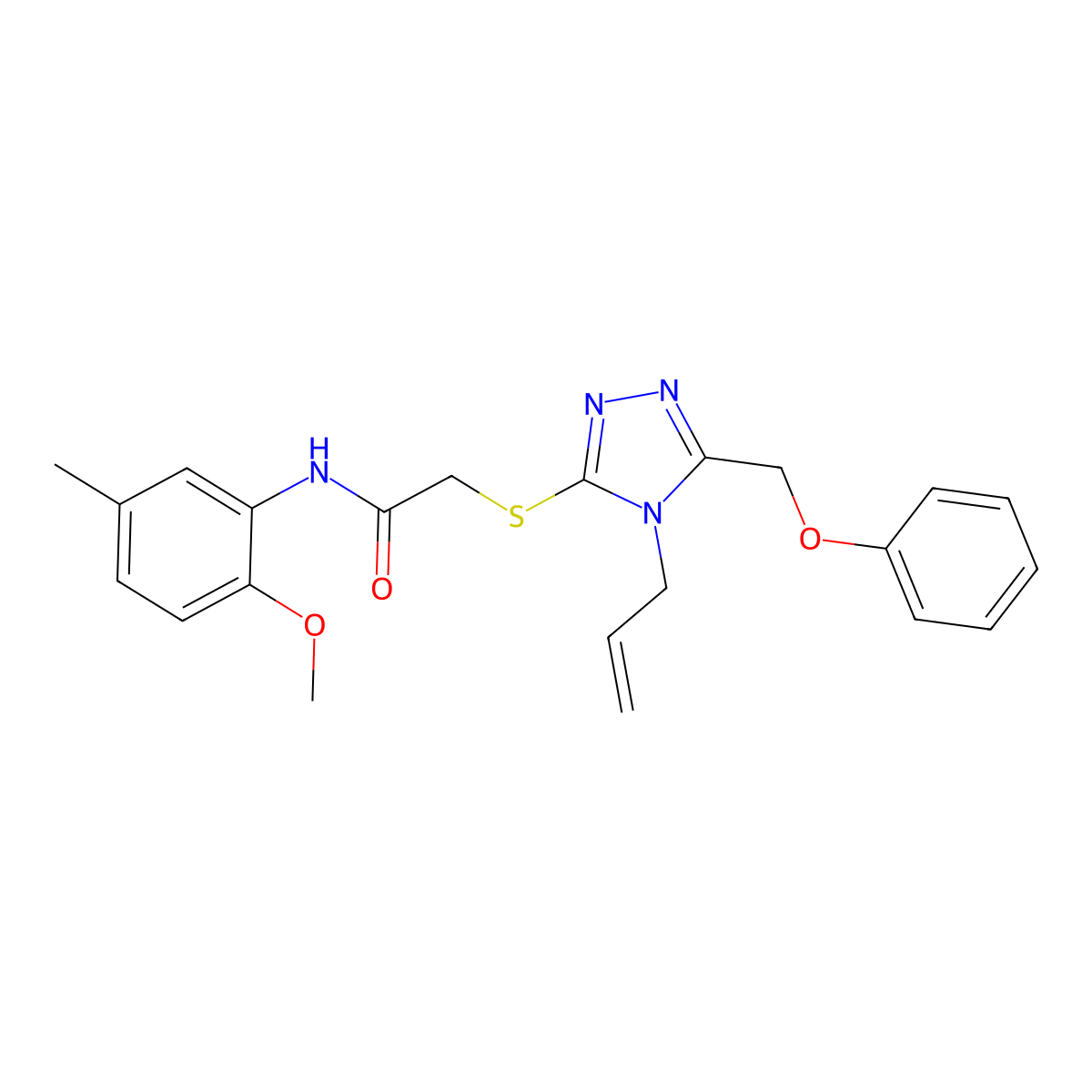 N-(2-methoxy-5-methylphenyl)-2-{[5-(phenoxymethyl)-4-(prop-2-en-1-yl)-4H-1,2,4-triazol-3-yl]sulfanyl}acetamide molecular structure, CAS 701227-52-3