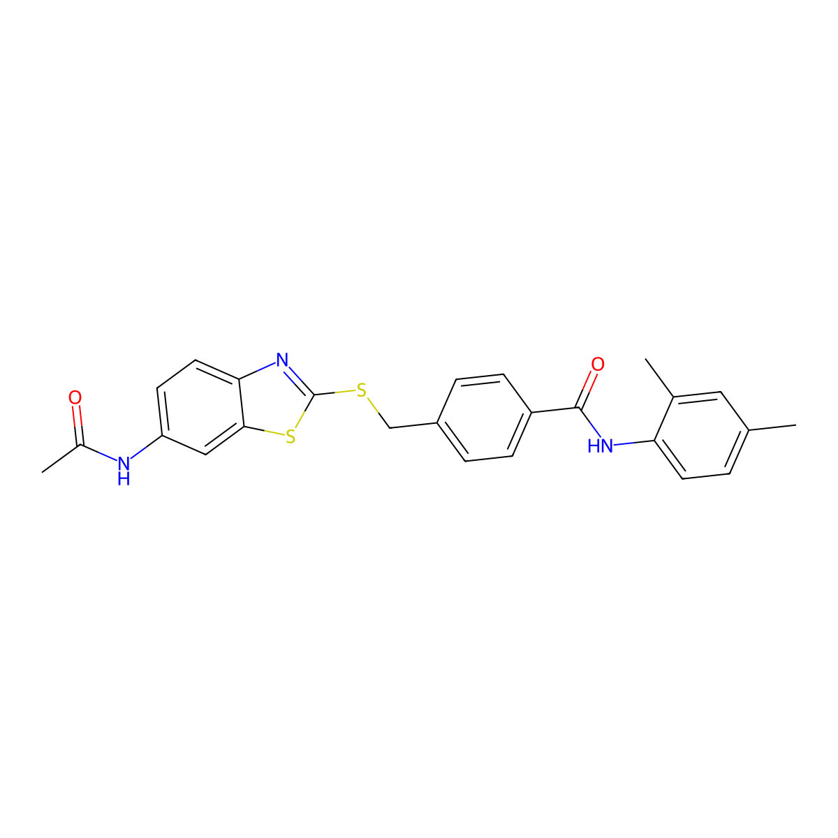 4-[(6-acetamido-1,3-benzothiazol-2-yl)sulfanylmethyl]-N-(2,4-dimethylphenyl)benzamide molecular structure, CAS 701227-53-4
