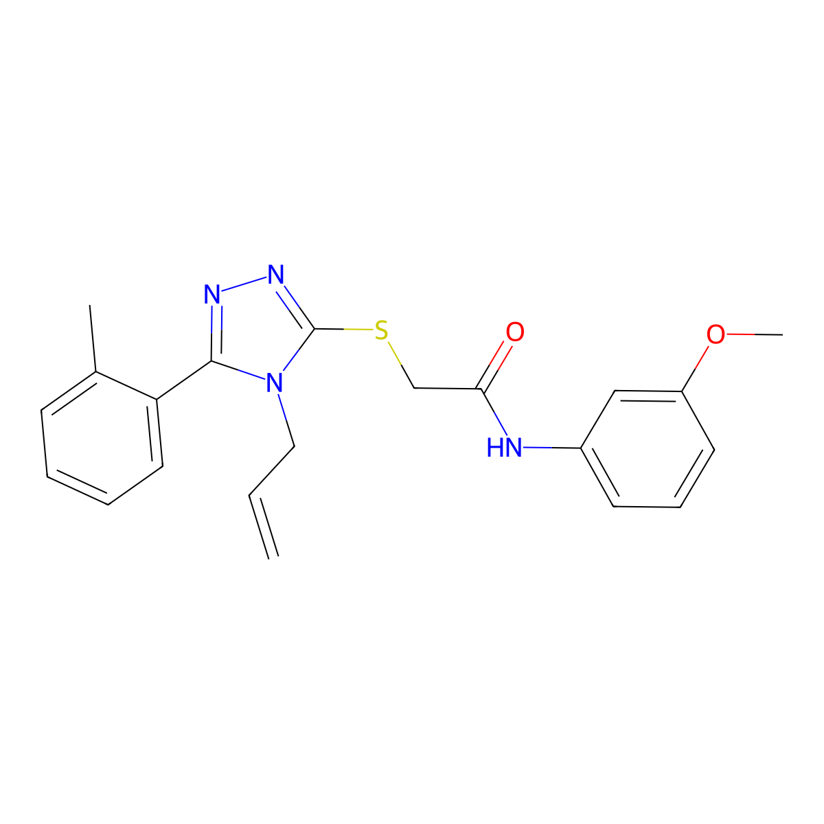 N-(3-methoxyphenyl)-2-{[5-(2-methylphenyl)-4-(prop-2-en-1-yl)-4H-1,2,4-triazol-3-yl]sulfanyl}acetamide molecular structure, CAS 701227-54-5